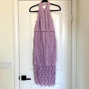 Lavender Purple Bardot Lace Sheath Dress
